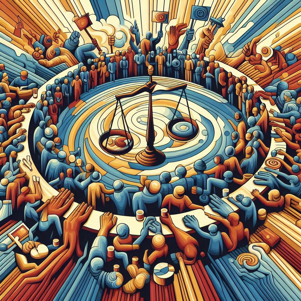 beige and blue abstract image representing current social injustice