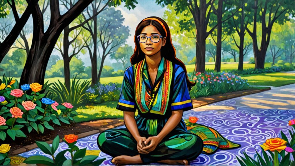 woman sitting on the ground in nature cross legged