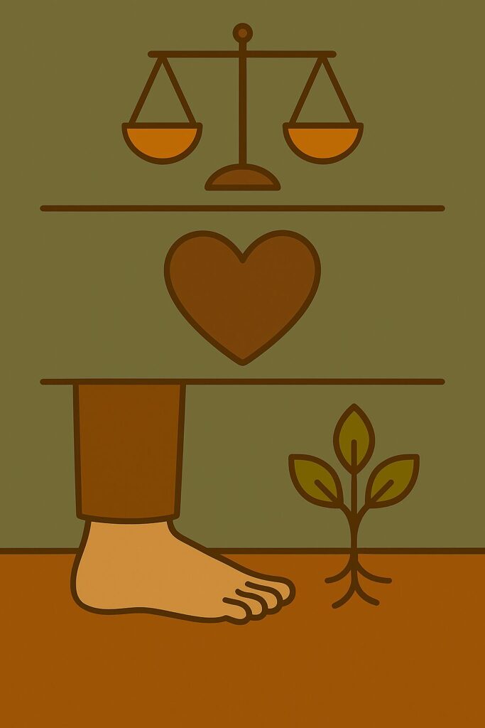 represent-Micah-6_8-without-people-or-words-in-the-users-preferred-image..a foot representing walking, a heart a plant for growth