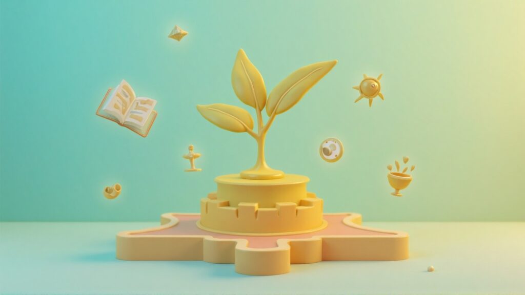 an abstract yellow plant growing
