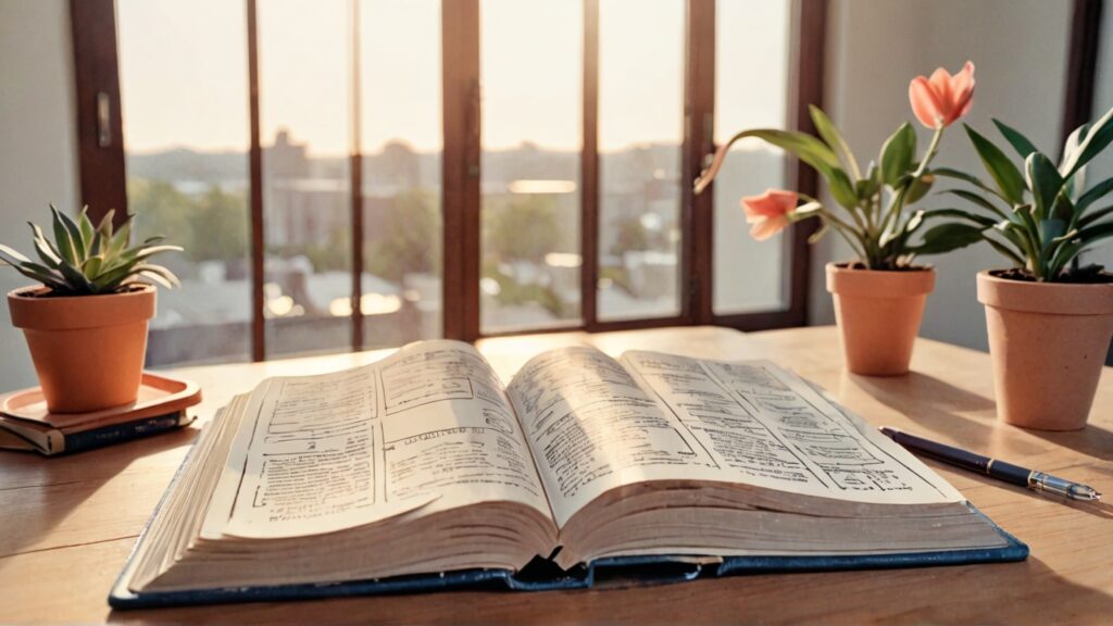 a Bible opened on a desk at work for comfort