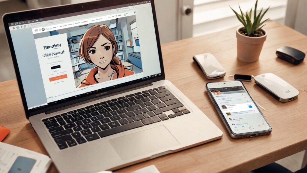 girl on front of laptop on desk