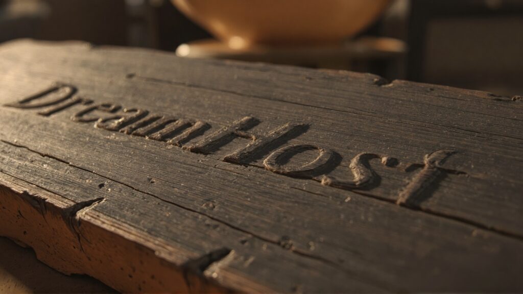 DreamHost carved in wood